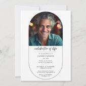 人生の祝祭　シンプル葬儀アーチ写真 招待状 (正面)