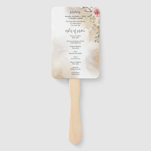 人生の祝祭 ピンクとゴールドの式次第 ハンドファン (裏面)