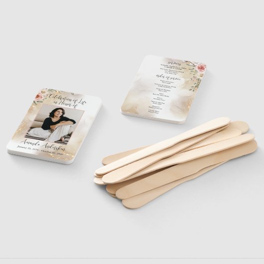 人生の祝祭 ピンクとゴールドの式次第 ハンドファン (組立なし)