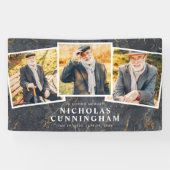 人生の祝祭 現代のダークマーブル 3つの写真 横断幕 (横)