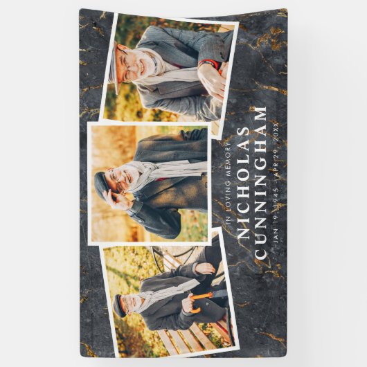 人生の祝祭 現代のダークマーブル 3つの写真 横断幕 (縦)