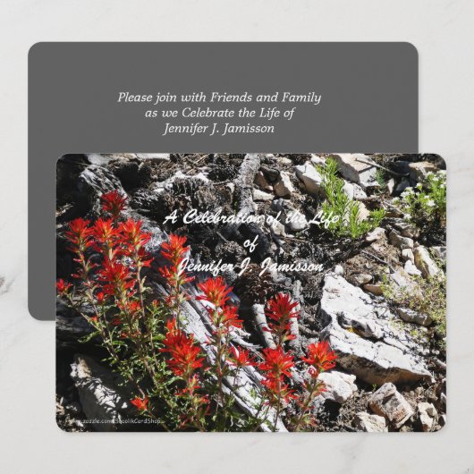 人生の祝祭 赤い花と岩 招待状 (正面/裏面)