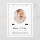 人生の祝祭 追悼 現代 シンプル フォト ポストカード (正面)