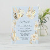 人生の祝祭 – 青と金のデイジー招待状 招待状 (スタンド正面)