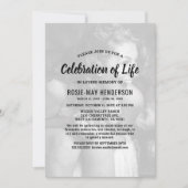 人生の祝祭 | 黒の葬儀 追悼写真 招待状 (正面)