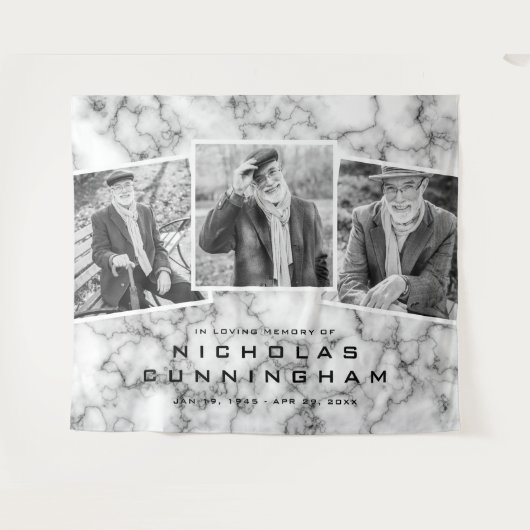 人生の祝祭 黒白大理石 三つの写真 タペストリー (正面(横))