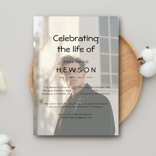 人生の祭典オーバーレイ写真葬儀追悼 招待状