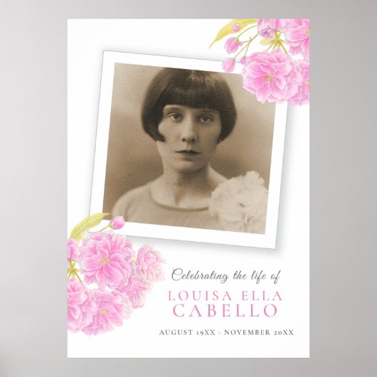 人生の祭典 ピンクの花の写真 ポスター (正面)