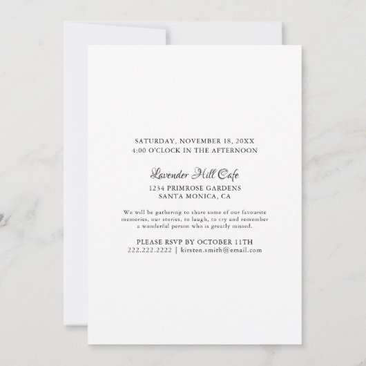 人生の祭典 | 追悼の木 招待状 (裏面)