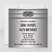 人生の節目を祝う男のブラック40歳の誕生日パーティー 招待状 (裏面)