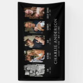 人生の節目5写真コラージュ葬儀/メモリアル 横断幕 (縦)