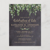 人生の緑の素朴葬儀のお祝い インビテーションポストカード (正面)