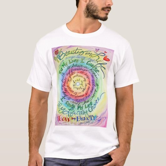 人生の美しさ ラウンド レインボー Tシャツ (正面)