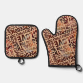 人生の肯定 – 前向き言葉5a 鍋つかみ&鍋敷きセット (正面)