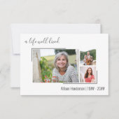 人生の良い生き方を分け縁どた三つの写真葬儀 サンキューカード (正面)