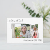 人生の良い生き方を分け縁どた三つの写真葬儀 サンキューカード (スタンド正面)