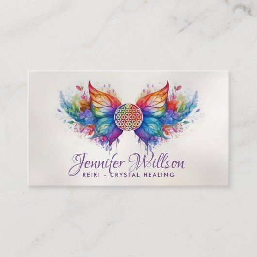 人生の花バタフライ – エカラフルネルギフロー 名刺 (正面)