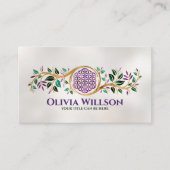 人生の花 – アメジストマラカイトと金ゴールド 名刺 (正面)