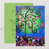 人生の花 バー/バット・ミツバ 招待状 (正面/裏面)