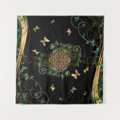 人生の花 – マラカイトの渦巻きと蝶 タペストリー (正面(横))