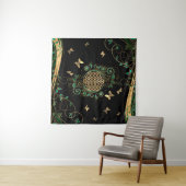 人生の花 – マラカイトの渦巻きと蝶 タペストリー (インサイチュ(横))