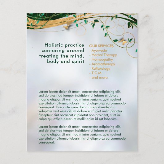 人生の花 – マラカイトの渦巻きと蝶 チラシ (裏面)