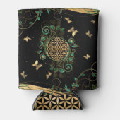 人生の花 – マラカイトの渦巻きと蝶 缶クーラー (正面)