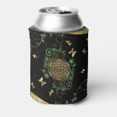 人生の花 – マラカイトの渦巻きと蝶 缶クーラー (缶裏面)