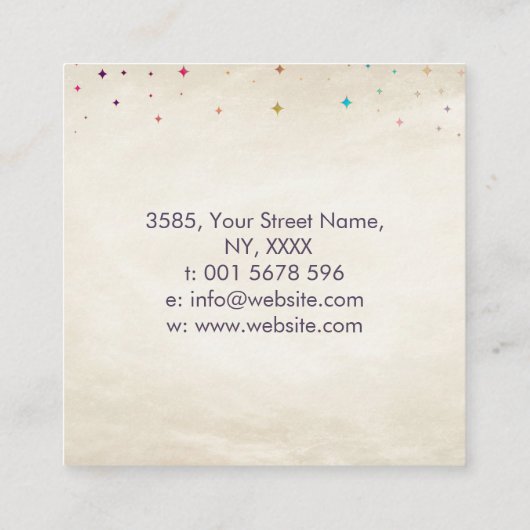 人生の花、癒しの手、チャクラ スクエア名刺 (裏面)