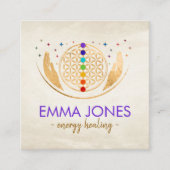 人生の花、癒しの手、チャクラ スクエア名刺 (正面)