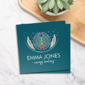 人生の花、癒しの手、チャクラ スクエア名刺