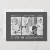 人生の記念日 モダン シンプル 4 枚の写真コラージュ 招待状 (正面)