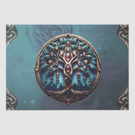 人生の豪華な木の影の街。 薄葉紙 (正面)