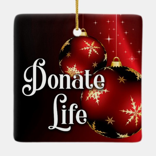 人生の贈り物が人生のクリスマス移植を寄付 セラミックオーナメント (裏面)