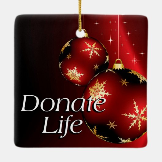 人生の贈り物が人生のクリスマス移植を寄付 セラミックオーナメント (裏面)