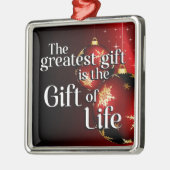 人生の贈り物が人生のクリスマス移植を寄付 メタルオーナメント (左)