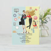 人生の転機 女性の退職パーティー 招待状 (スタンド正面)