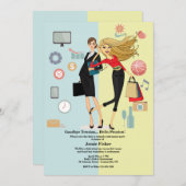 人生の転機 女性の退職パーティー 招待状 (正面/裏面)