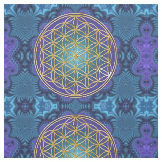 人生の金のフラクタル1の花 ファブリック (見本)