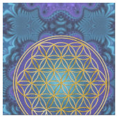 人生の金のフラクタル1の花 ファブリック (クローズアップ)