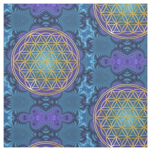 人生の金のフラクタル1の花 ファブリック (見本)