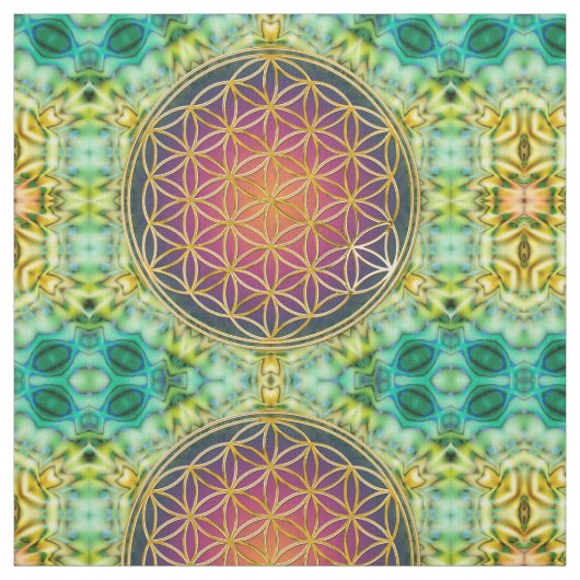 人生の金のフラクタル2の花 ファブリック (見本)