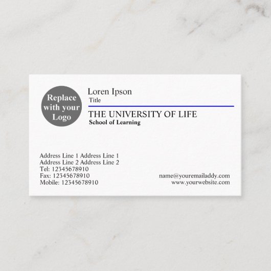 人生の青い規則の大学 名刺 (正面)