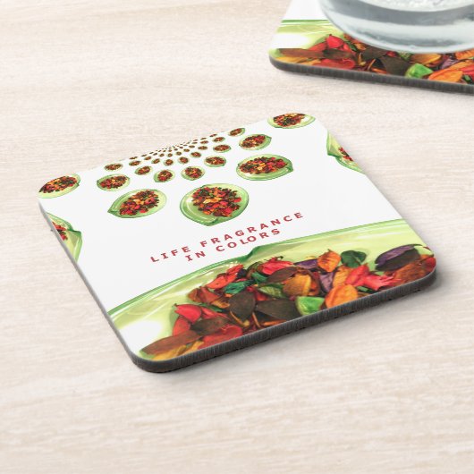 人生の香り:ポプリ感動的メッセージ コースター (左側)