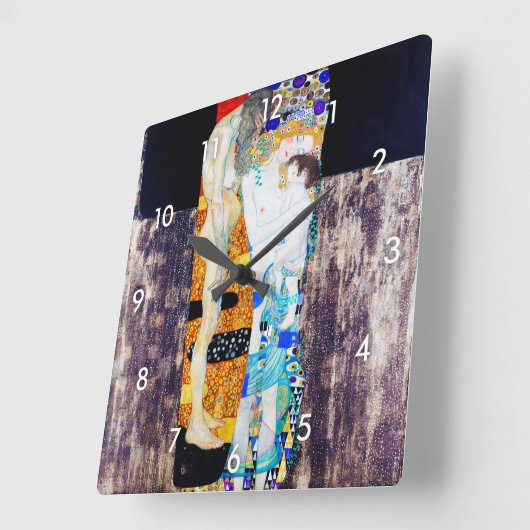 人生の3つの時代グスタフクリムト スクエア壁時計 (傾斜)