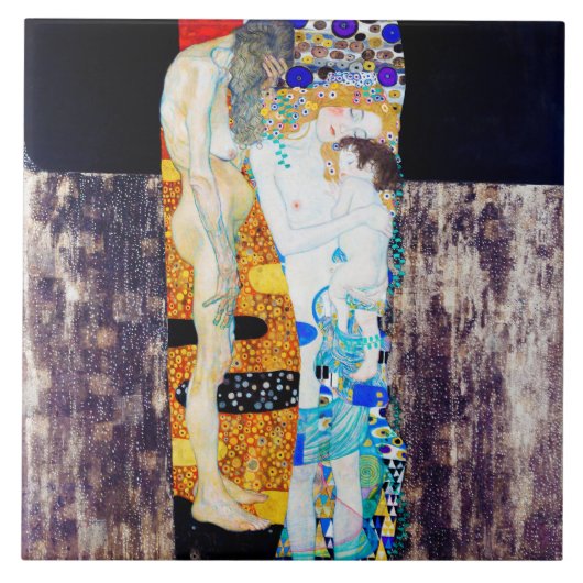 人生の3つの時代グスタフクリムト タイル (正面)