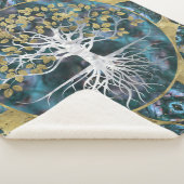 人生のYggdrasilの木-大理石および金ゴールド シェルパブランケット (3/4)