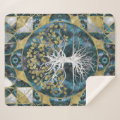 人生のYggdrasilの木-大理石および金ゴールド シェルパブランケット (正面(横))