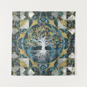 人生のYggdrasilの木-大理石および金ゴールド タペストリー (正面)