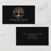 人生のYggdrasilの木-金ゴールドおよびアメジスト 名刺 (正面/裏面)